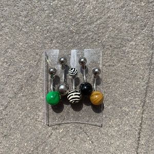 NWT: SET OF 5 BELLY BUTTON RINGS JEWELRY SILVER